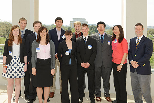 Students pose for a photo at the U.S. Institute of Peace in Washington, D.C.