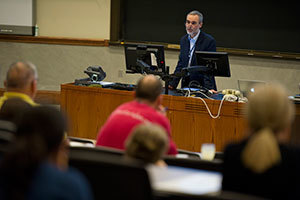 Researcher Frederick Maxfield leads a presentation at the 2012 NPC research conference