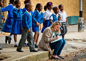 Graphic design student Steph Wulz takes notes while researching a project at Dominican Convent School in Johannesburg