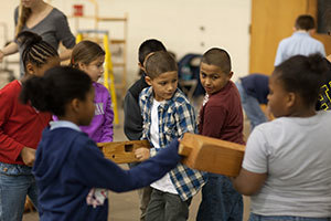Madison Primary fourth-graders working in "Teamwork and Timbers" program