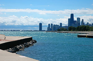 The Chicago lakefront, part of a waterway system involved in an Asian carp study
