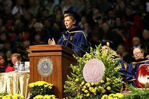 Mary McAleese gives the Commencement address at the 2006 Notre Dame Commencement ceremony