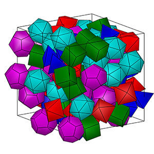 A highly filled pack of Platonic solids with 100 total particles