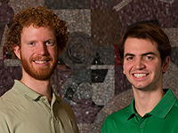 David Surine, left, and Thomas Zirkle, the first Engineering students to be awarded Keysight RF [radio frequency] and Microwave Industry-Ready Student Certification