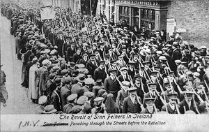 Volunteers marching just before the Irish 1916 Rising. Courtesy of the National Library of Ireland.