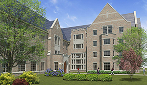 Rendering of the entrance to Flaherty Hall