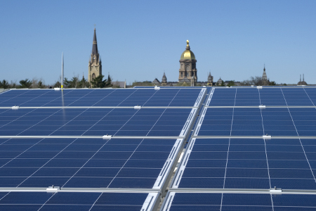 Solar Panels on Notre Dame's Stinson-Remick Hall of Engineering