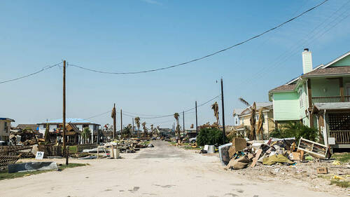Aransas County, TX neighborhood after a hurricane.