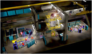 The figure shows an artist conception of the facility as presently planned, consisting of two high-intensity, low-energy accelerators