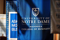 Mendoza blue banner reads: University of Notre Dame Mendoza College of Business