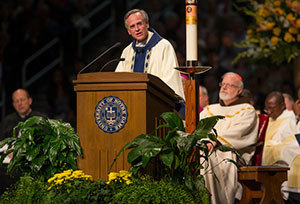 Rev. John I. Jenkins, C.S.C. president of the University of Notre Dame, gives the homily at the 2014 Commencement Mass