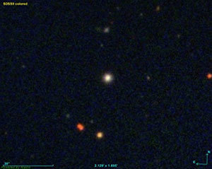 An optical image of the star SDSS J0018-0939, obtained by the Sloan Digital Sky Survey (Credit: SDSS/NAOJ)