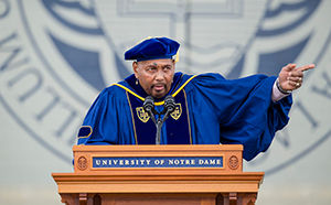 Aaron Neville, a four-time Grammy Award winning singer and musician, speaks after being awarded the Laetare Medal