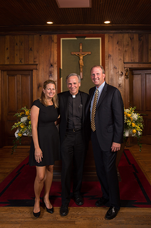 James Parsons and Dr. Carrie Quinn with Rev. John Jenkins, C.S.C.