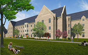 Rendering of the northeast view of Dunne Hall
