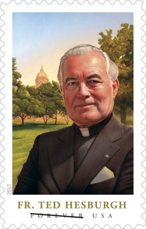 USPS stamp honoring Rev. Theodore M. Hesburgh, C.S.C.