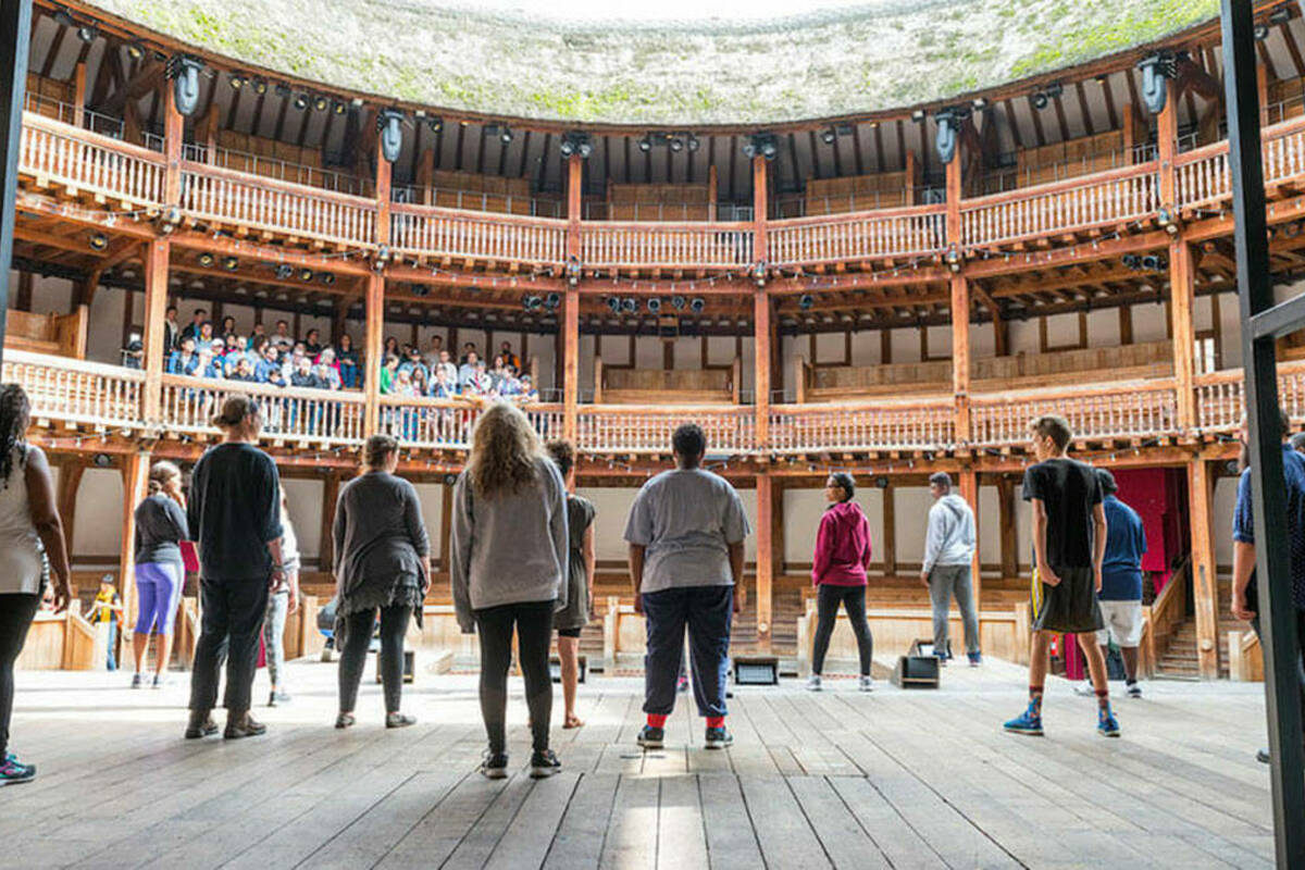 The Robinson Shakespeare Company members take a class at the Globe Theatre in London.