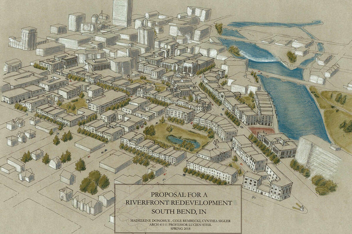 Proposal for a riverfront redevelopment in South Bend, IN.