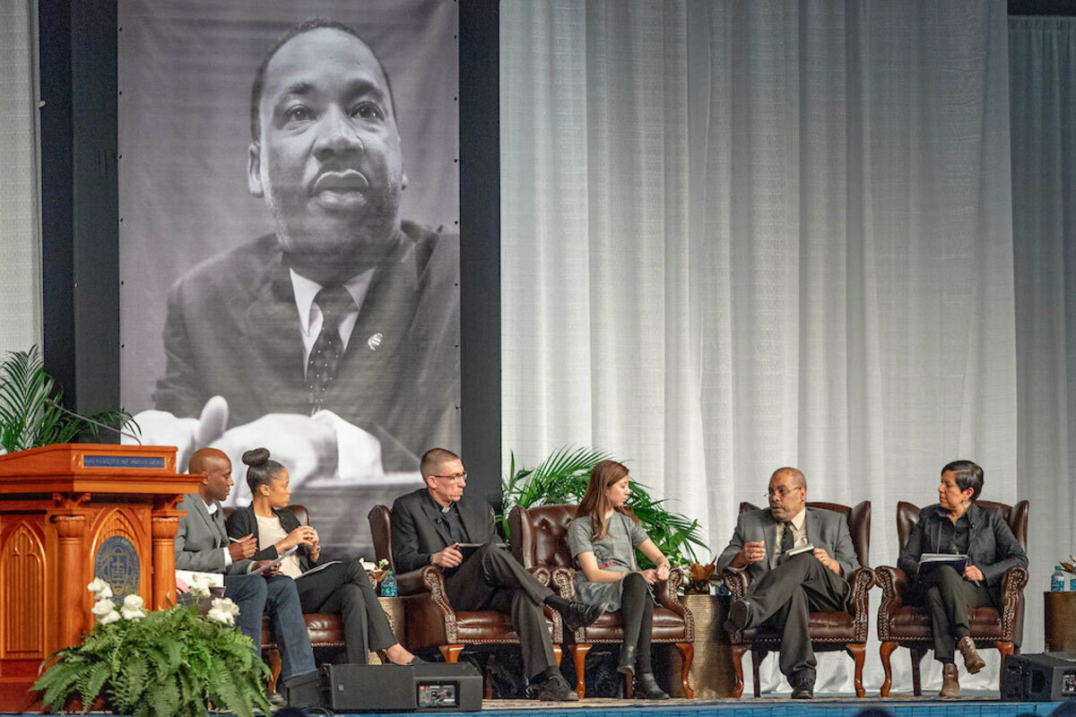Panel discussion at the 2019 Martin Luther King Jr. Celebration Luncheon. Photo by Matt Cashore/University of Notre Dame.