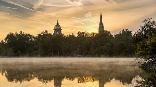 Campus sunrise. Photo by Barbara Johnston/University of Notre Dame.