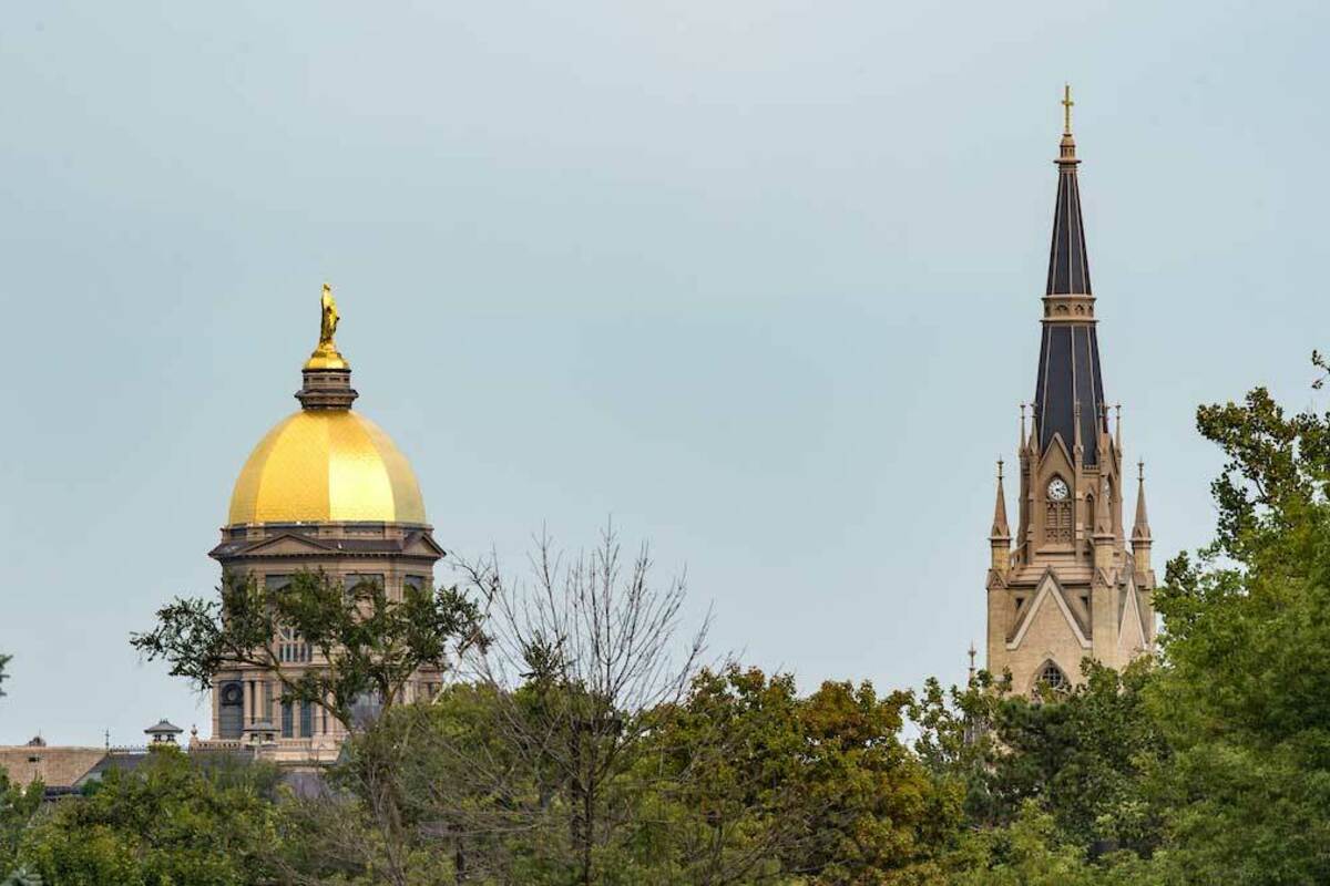 Main Building And Basilica. Photo by Barbara Johnston/University of Notre Dame.