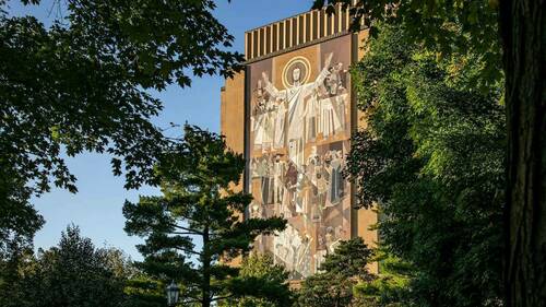 Word of Life mural on Hesburgh Library, commonly known as Touchdown Jesus. Photo by Matt Cashore/University of Notre Dame.