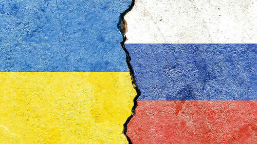 Ukraine and Russia national flags