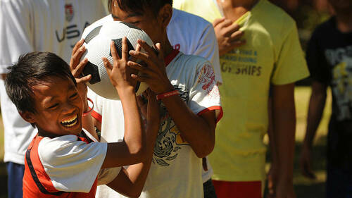 Filipino boys at a soccer clinic