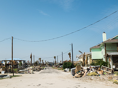 Houston, TX neighborhood after a hurricane.