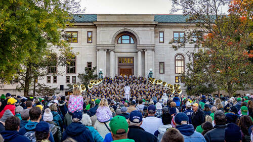 Notre Dame Marching Band Concert on the Steps before a home football game (Photo by Ian Baker/University of Notre Dame)