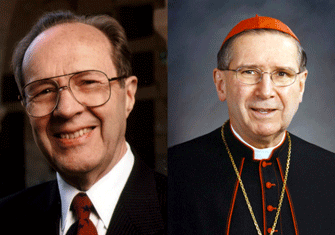 Former U.S. Secretary of Defense William Perry and Cardinal Roger Mahony, Archbishop Emeritus of Los Angeles