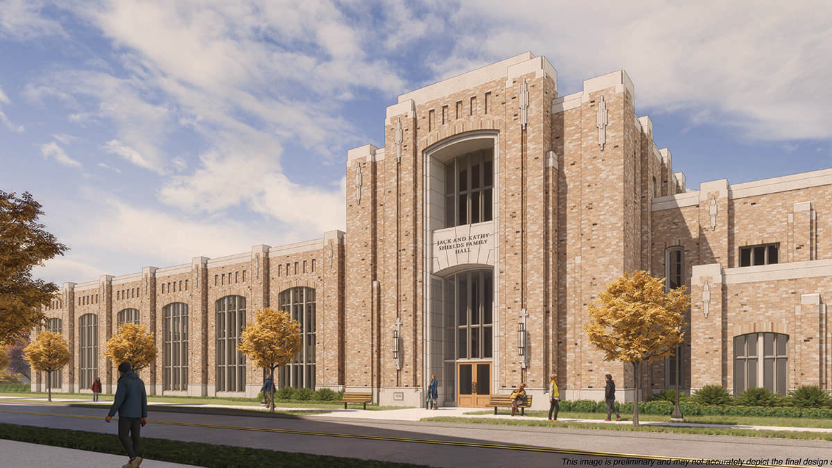 Rendering of the new Jack and Kathy Shields Family Hall.