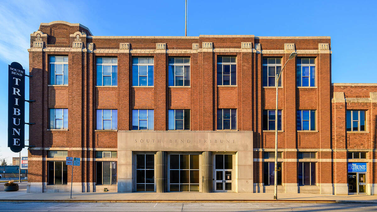 The former South Bend Tribune building in downtown South Bend (Photo by Matt Cashore/University of Notre Dame)