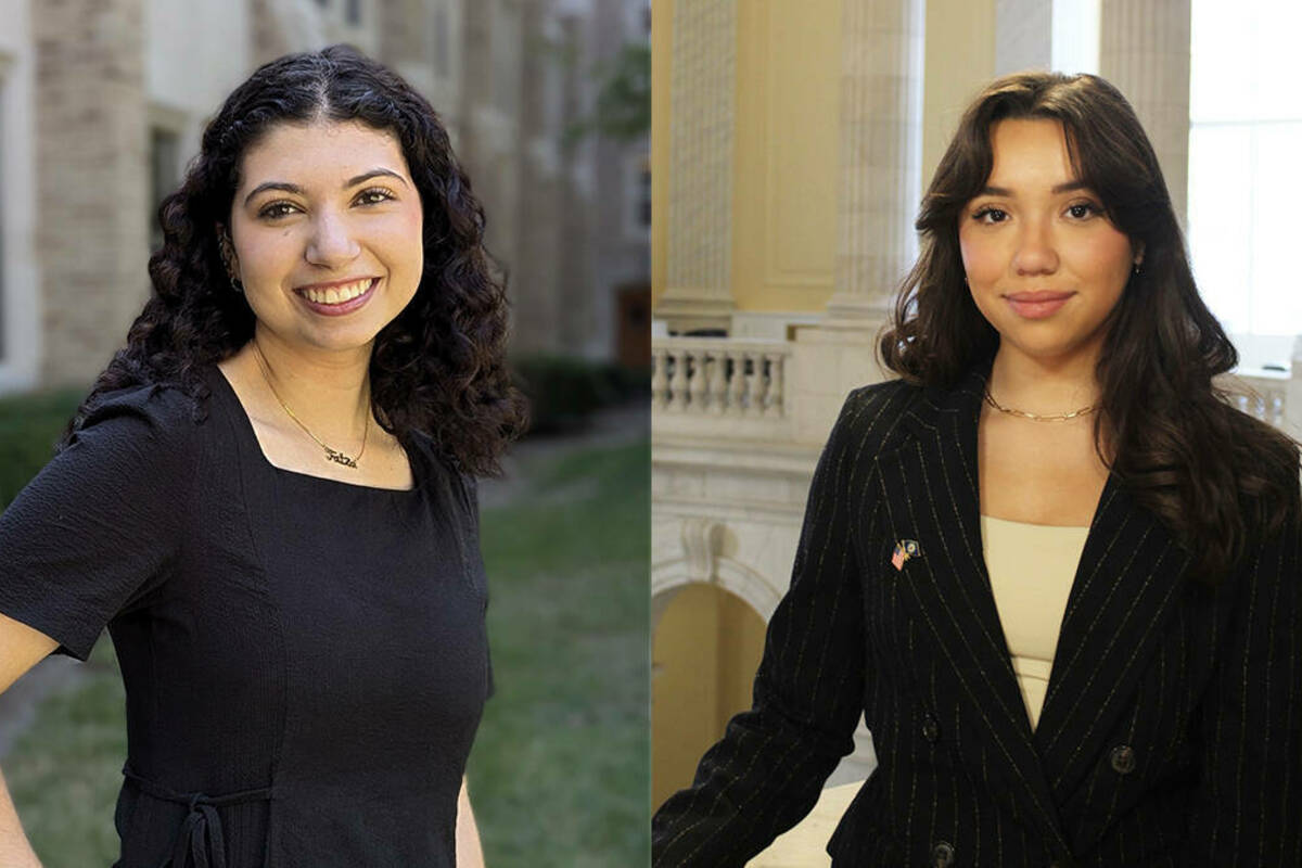 Notre Dame juniors Faiza Filali and Angela Olvera, who have been named to the third cohort of Obama-Chesky Voyager Scholars